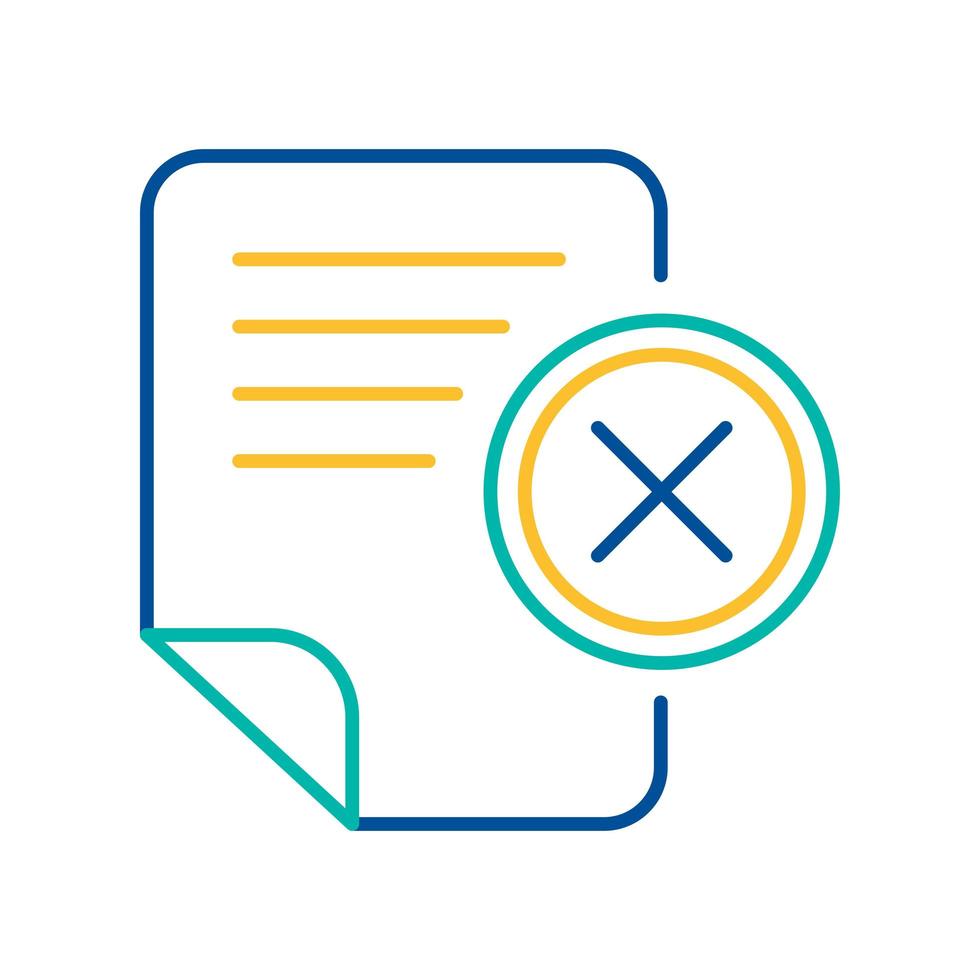 Office document blue and yellow linear icon vector