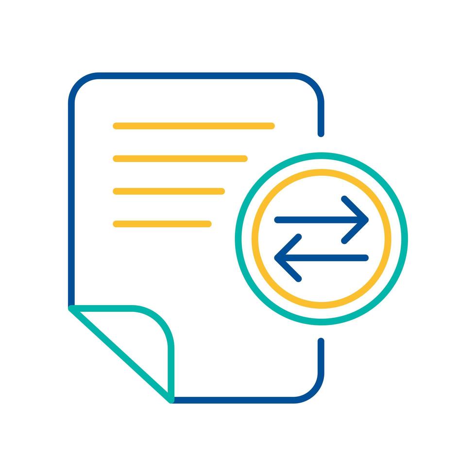 Text message sending blue and yellow linear icon vector