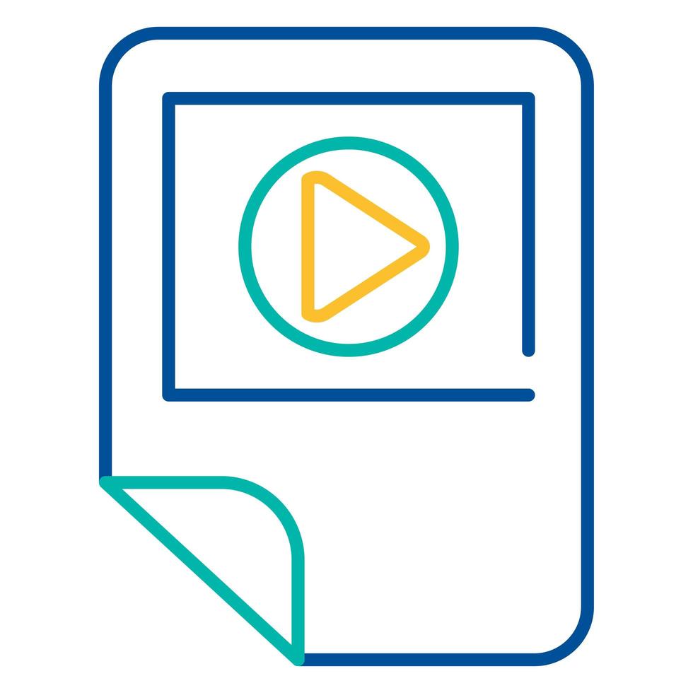 Media player blue and yellow linear icon vector