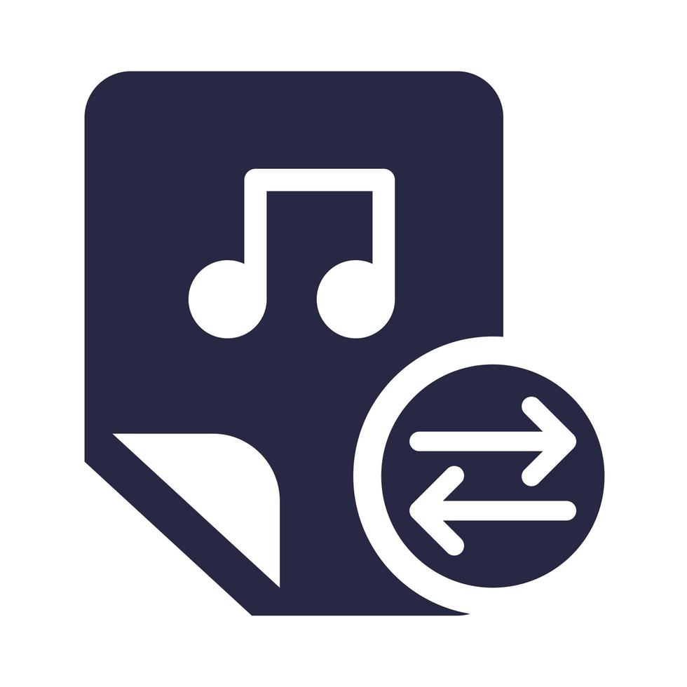 Audio files, music exchange glyph vector icon
