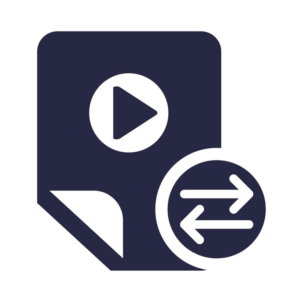 Video file exchange symbol glyph vector illustration