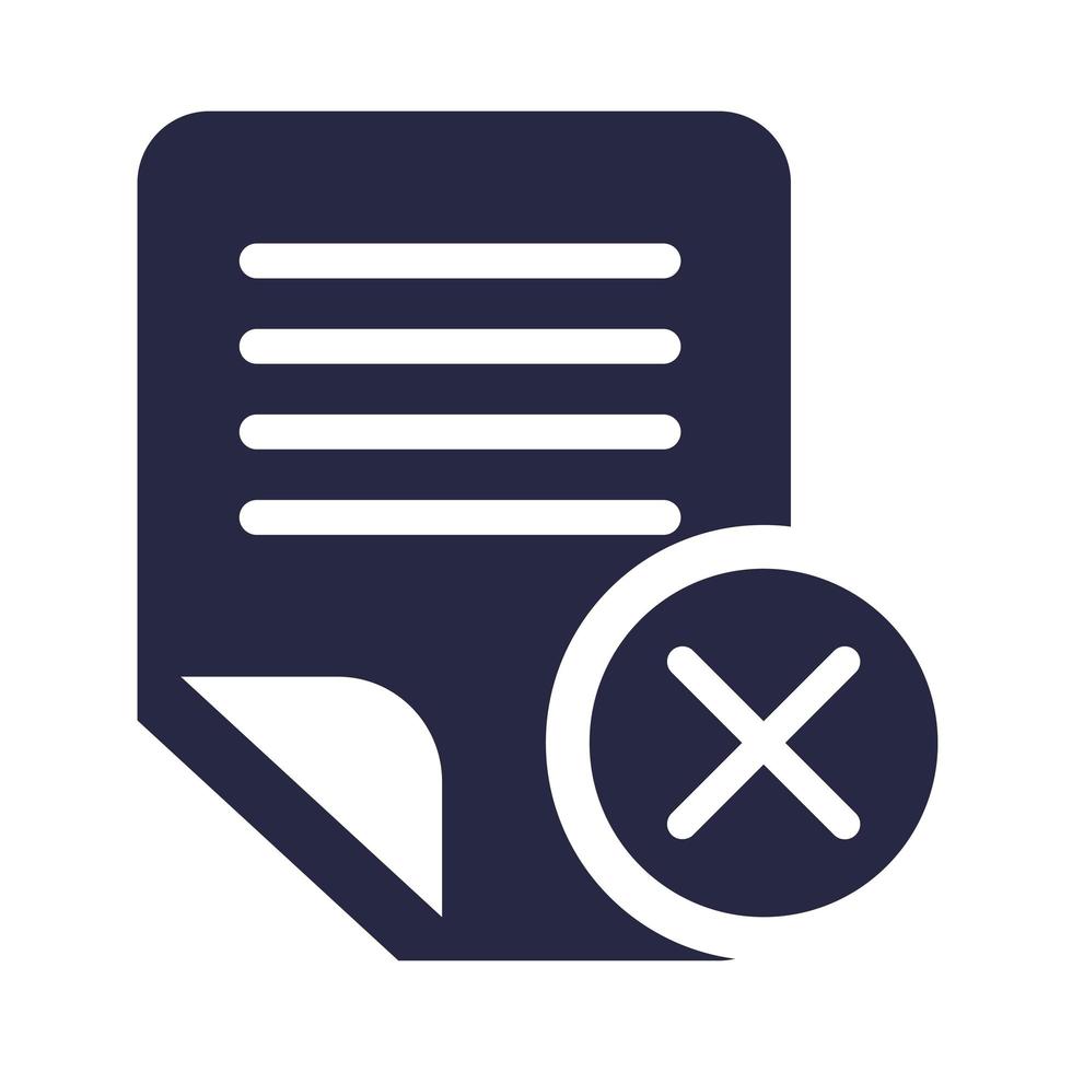 Electronic text document delete symbol glyph vector illustration