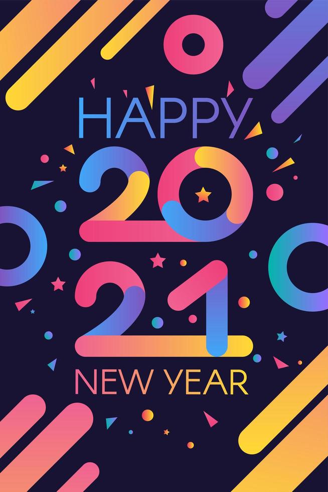 Stylish happy new 2021 year template vector