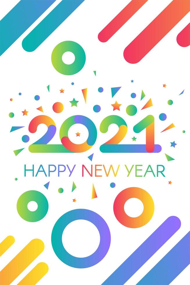 Stylish happy new 2021 year template vector