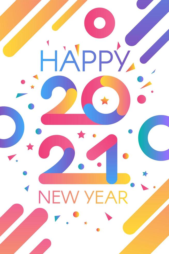 Stylish happy new 2021 year template vector