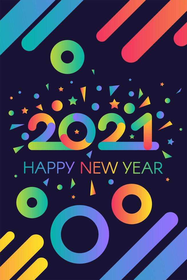 Stylish happy new 2021 year template vector