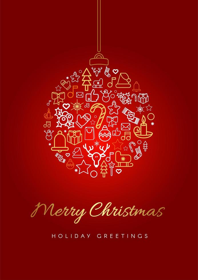 Merry Christmas greeting card template vector