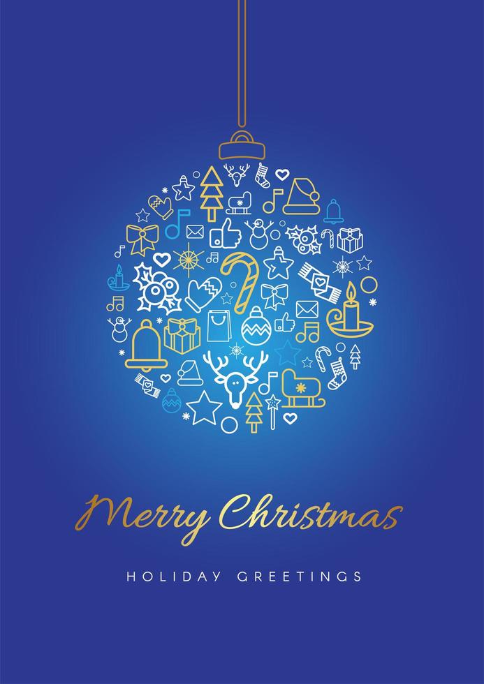 Merry Christmas greeting card template vector