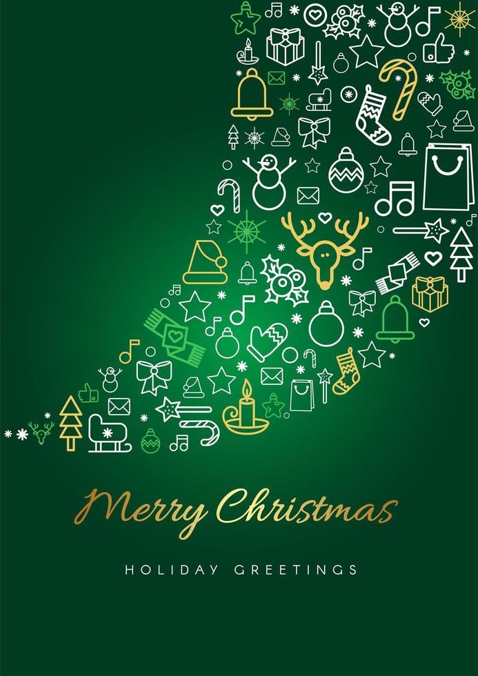 Merry Christmas greeting card template vector