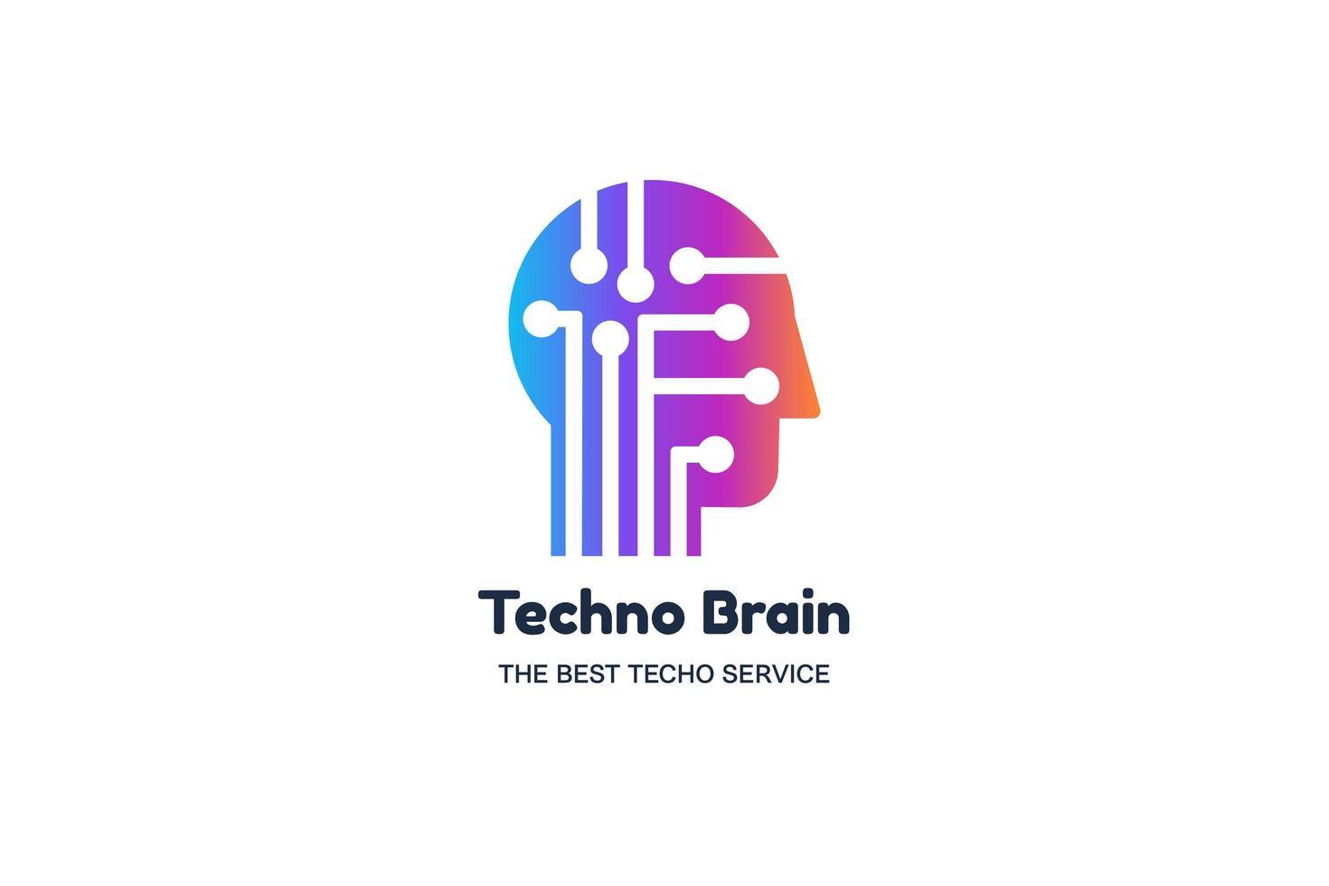 Techno brain vector banner template