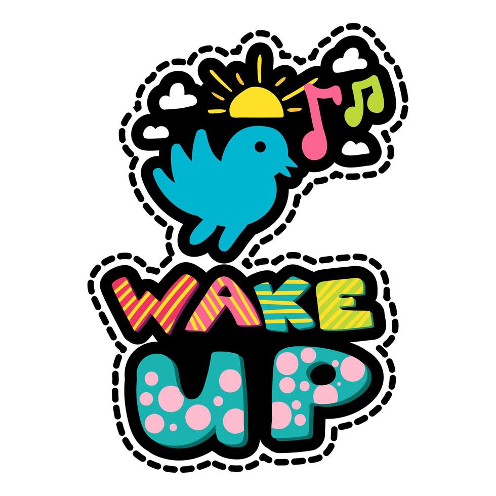 Wake up dash line sticker vector