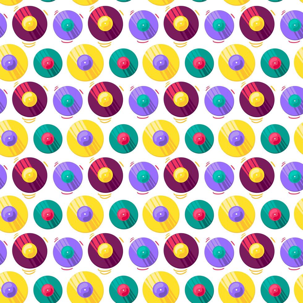 Gramophone vinyl disk flat seamless pattern vector