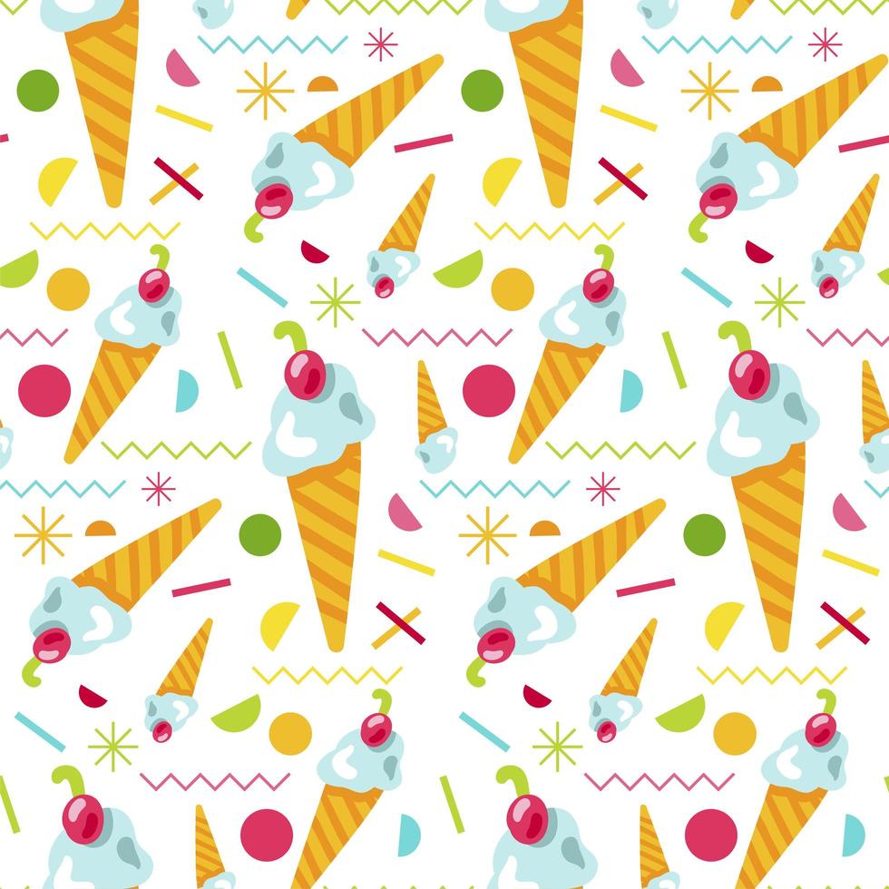 Vector Sweet Tasty Ice Cream Seamless Pattern