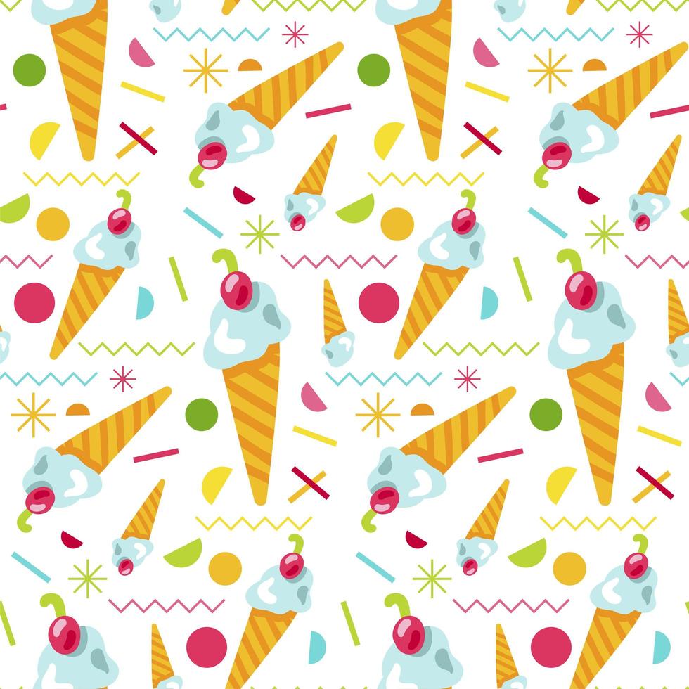 Vector Sweet Tasty Ice Cream Seamless Pattern