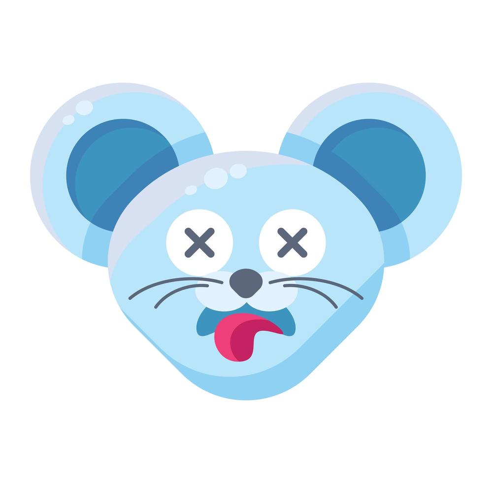 Mouse face dead emoticon sticker vector