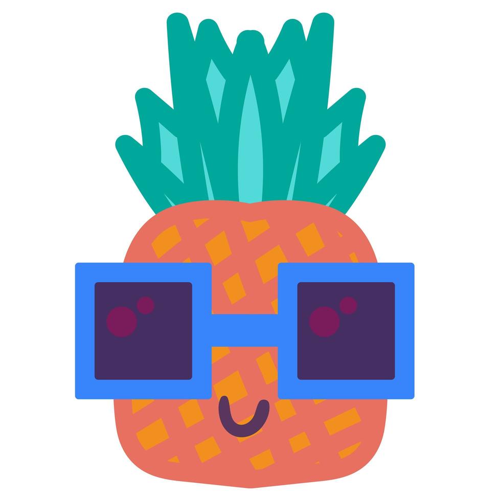 Cool pineapple emoji hand drawn illustration vector