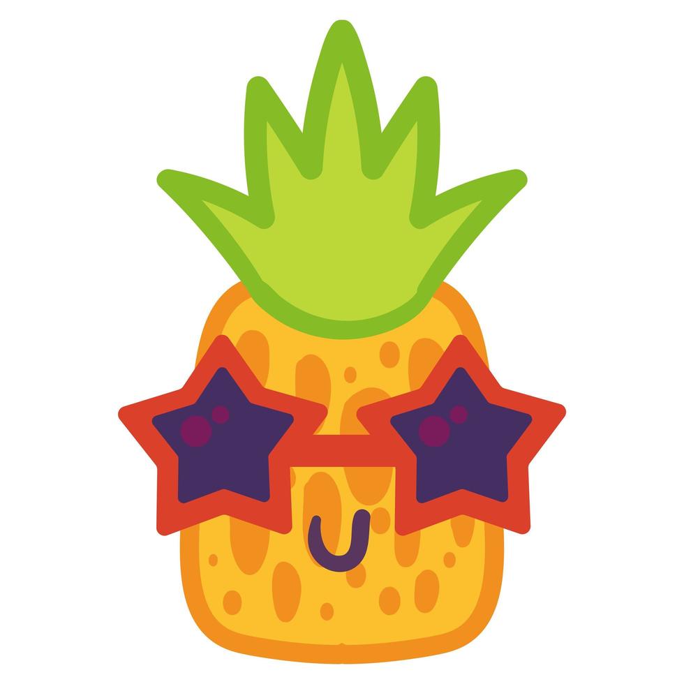 Comic pineapple emoji hand drawn illustration vector