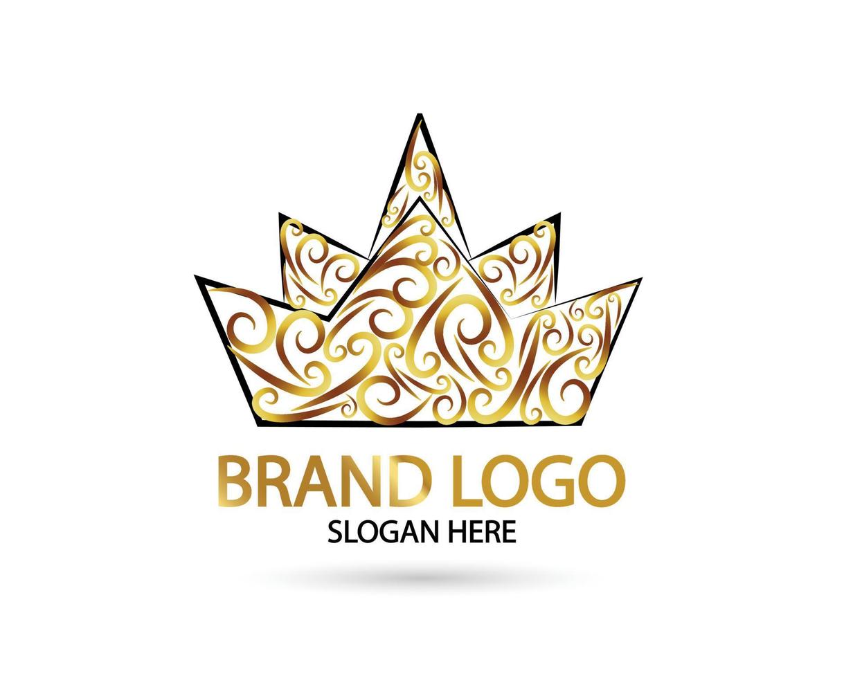 gran lujo corona de oro diseño de vector de logotipo real y elegante