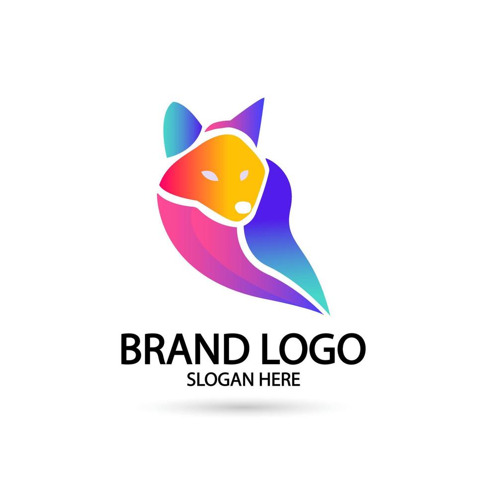 Creative fox Animal Modern Simple Gradient Design Concept logo set. Vector Illustration