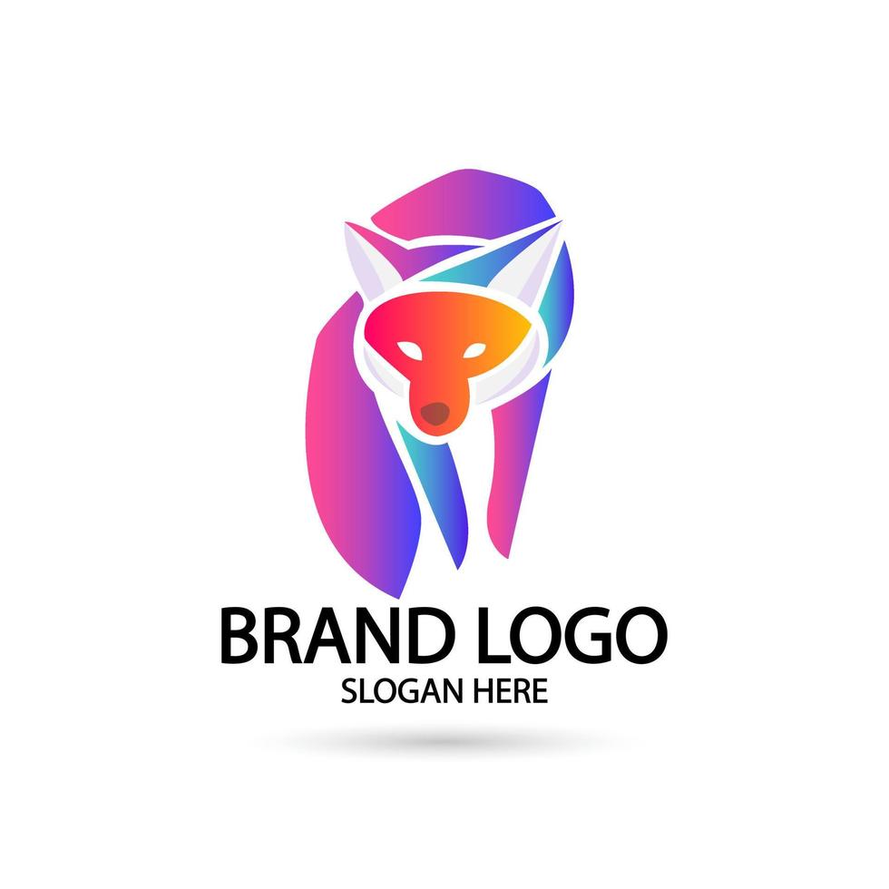 Creative fox Animal Modern Simple Gradient Design Concept logo set. Vector Illustration