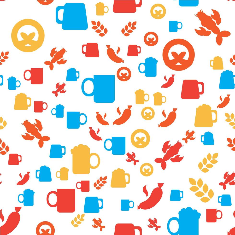 Oktoberfest Seamless Pattern With Drink and Food vector