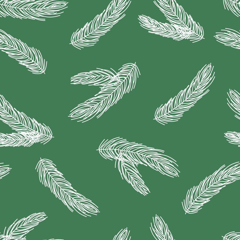 Fir tree branch seamless pattern, winter background.  christmas holly, spruce branches vector