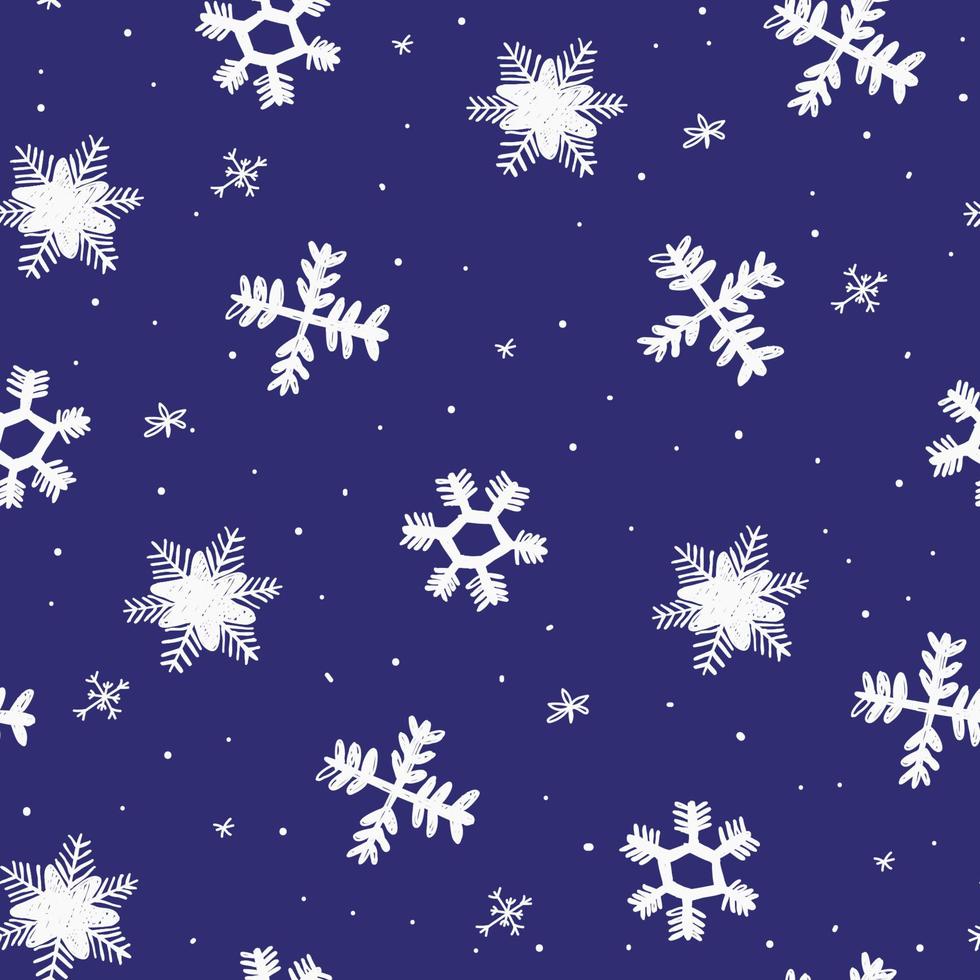 Fondo de copos de nieve cayendo. copo de nieve de patrones sin fisuras. diseño textura temporada de invierno para estampados. copos de nieve dibujados a mano. copo de nieve en estilo doodle vector