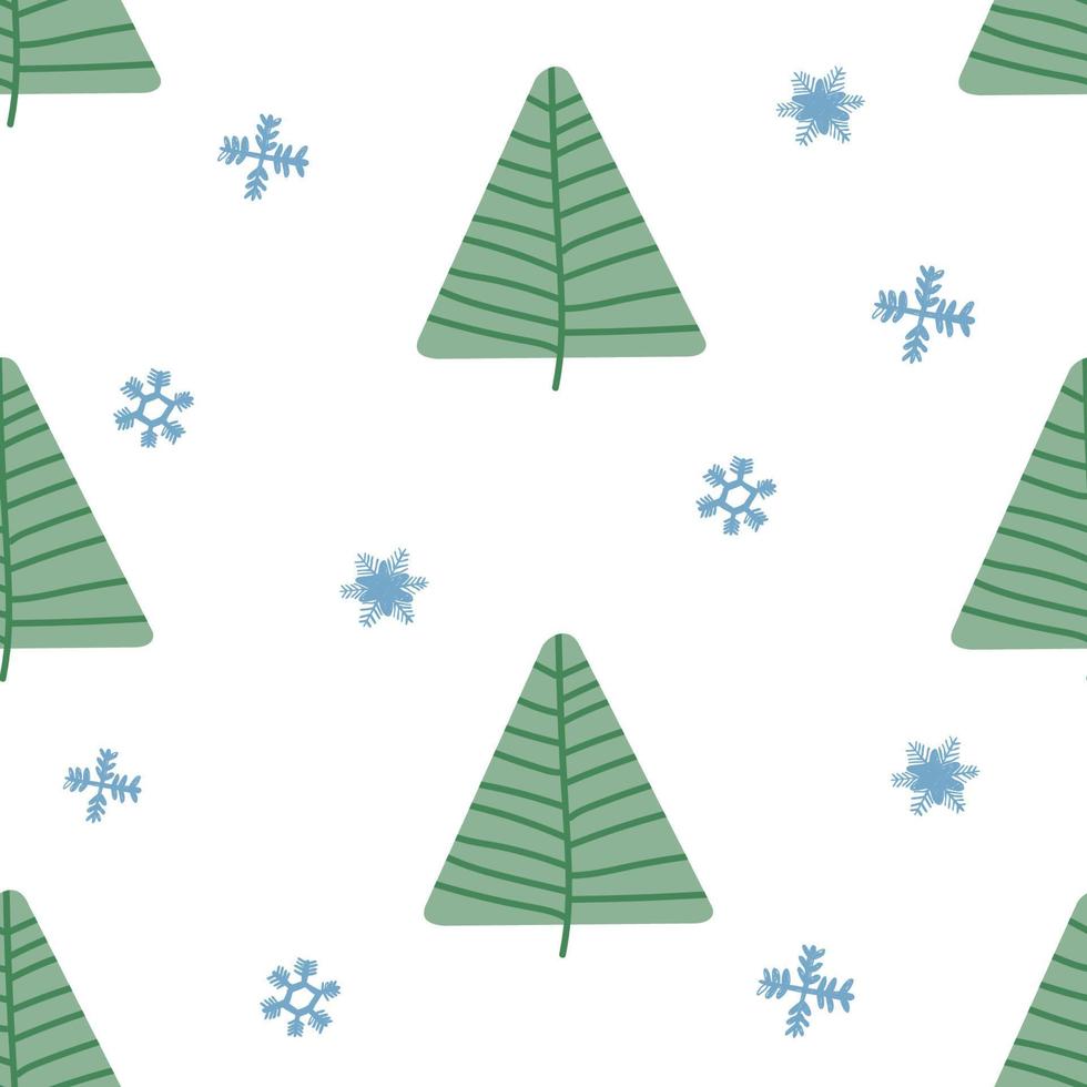 christmas Fir tree seamless pattern. new year hand drown firs wrapping paper design, winter holiday decoration, forest background vector