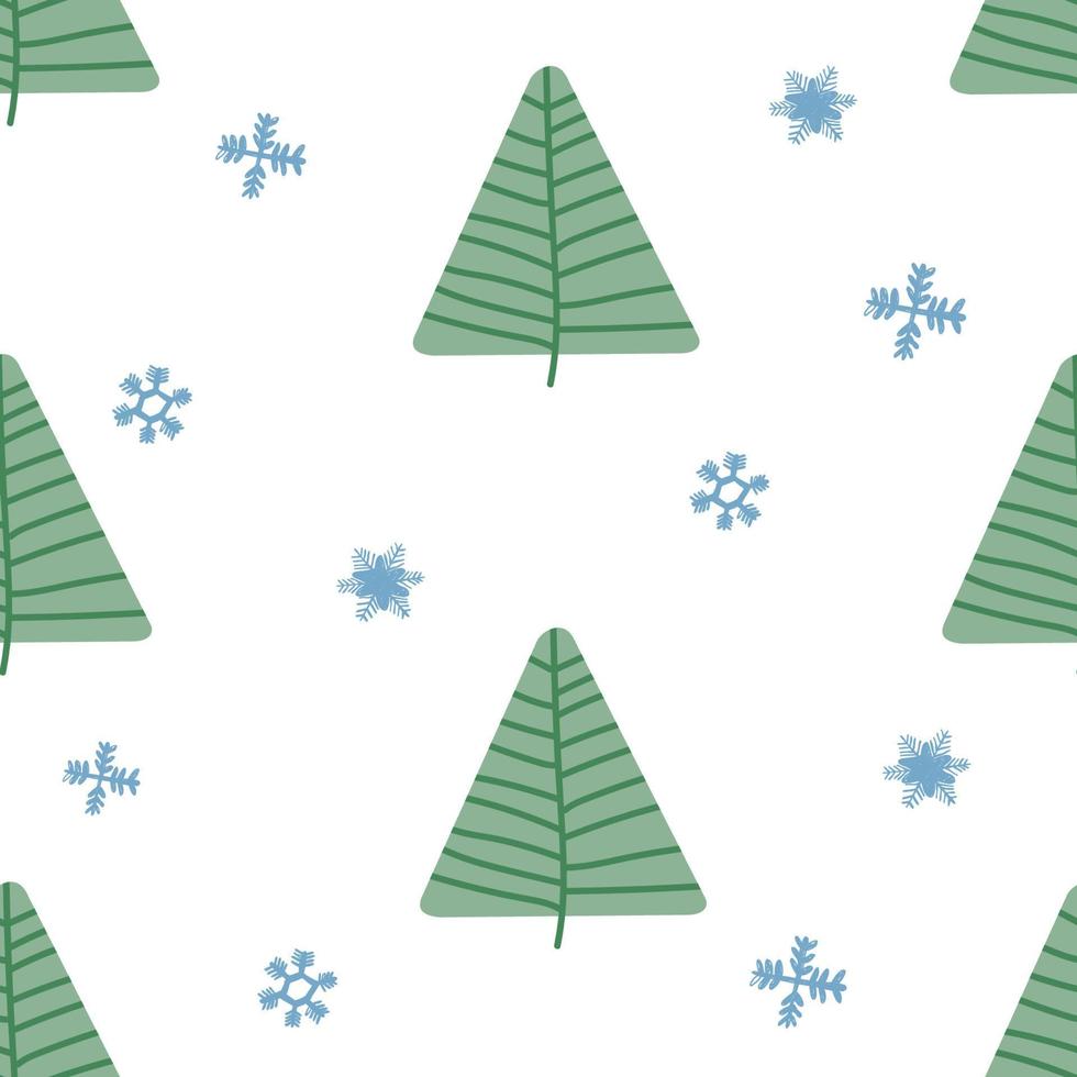 abeto de navidad de patrones sin fisuras. diseño de papel de regalo de abetos ahogados a mano de año nuevo, decoración de vacaciones de invierno, fondo de bosque vector