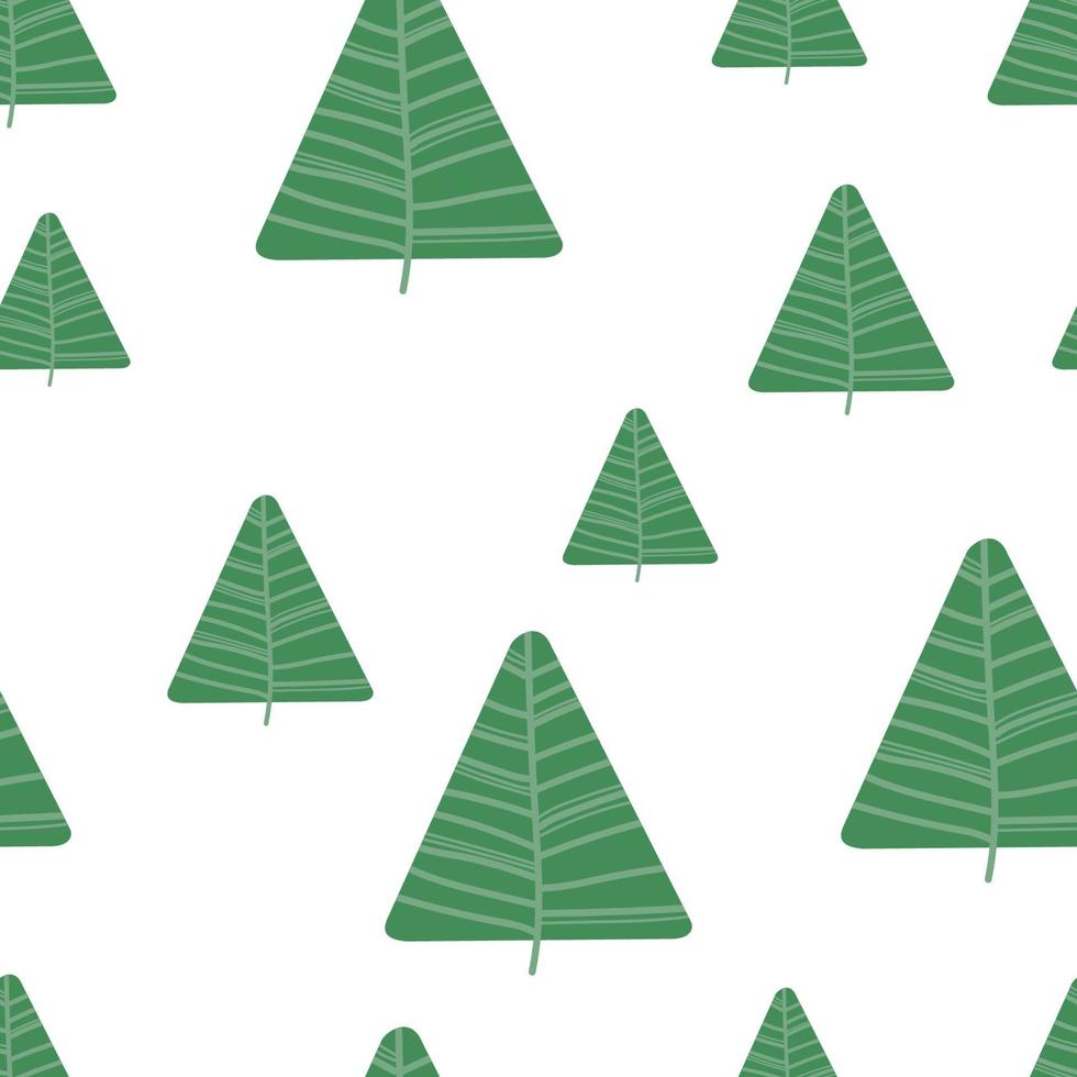 abeto de navidad de patrones sin fisuras. diseño de papel de regalo de abetos ahogados a mano de año nuevo, decoración de vacaciones de invierno, fondo de bosque vector