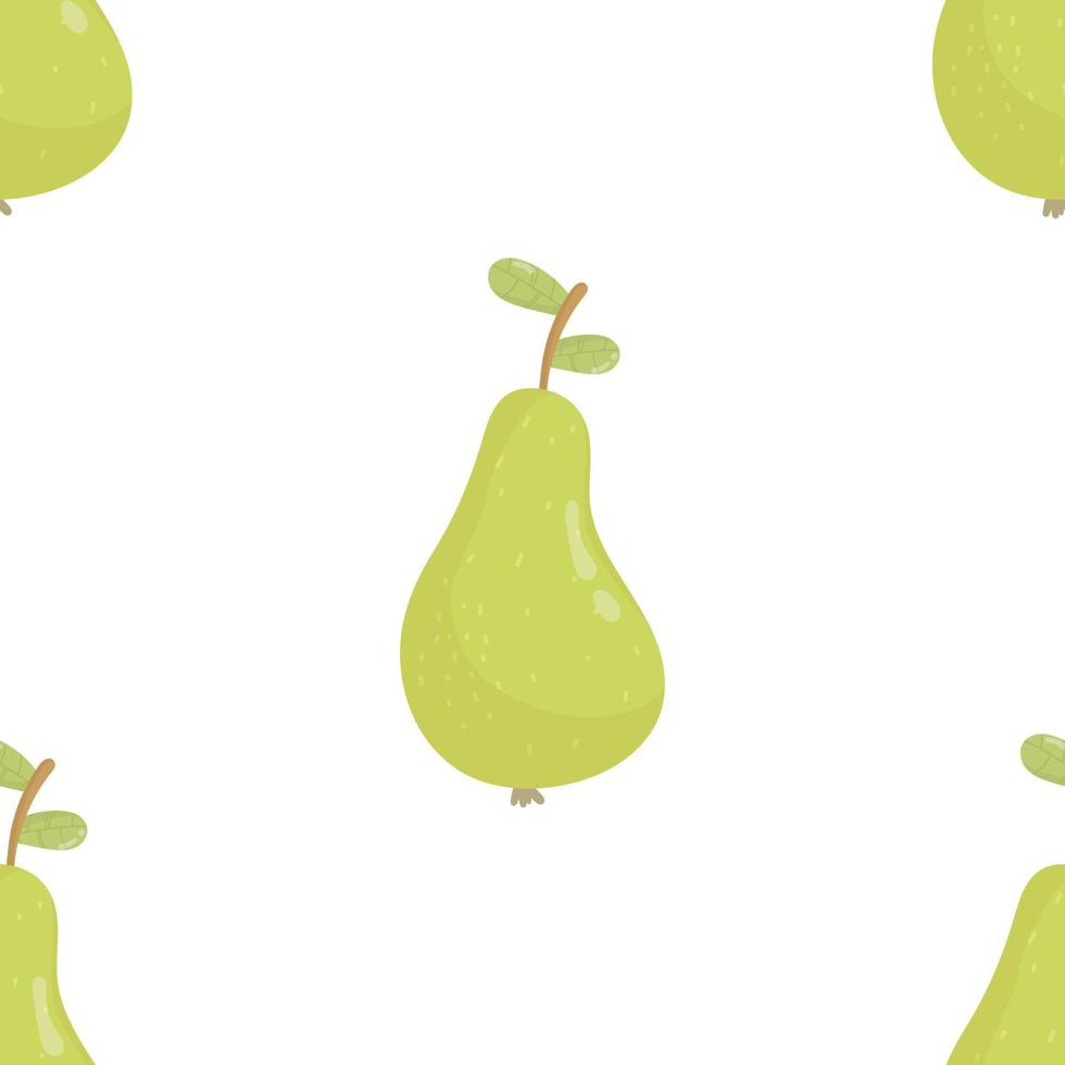 Fruit seamless pattern of pears with green foliage. Fresh tasty fruits. Background, wallpaper. for textile prints, posters or wrapping paper vector