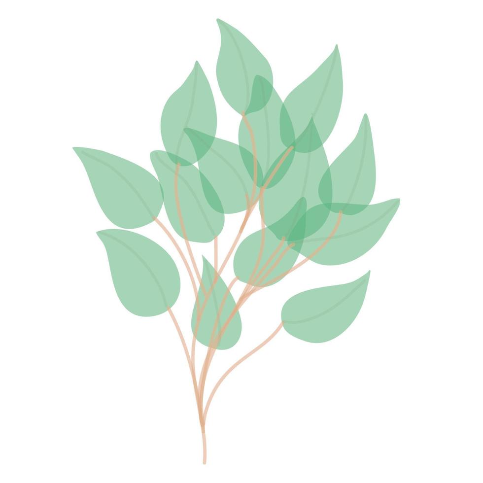 green branch with leaves. Watercolor Leaves Green vector