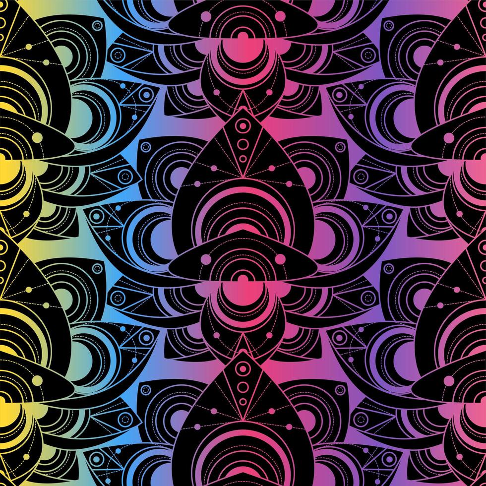 colorido, seamless, patrón, flor de loto, contorno vector