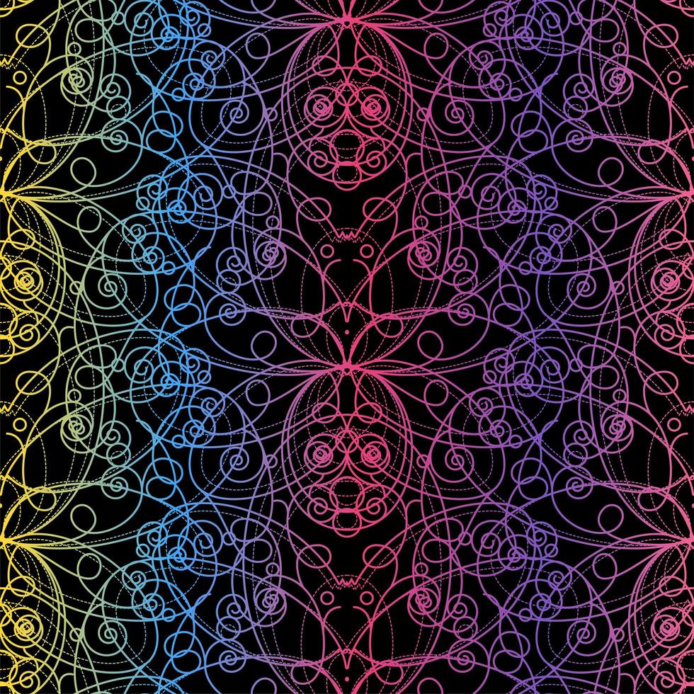 Colorful seamless pattern lotus flower outline vector
