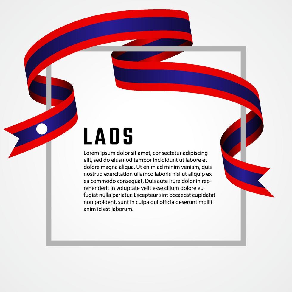 plantilla de fondo de bandera de laos en forma de cinta vector