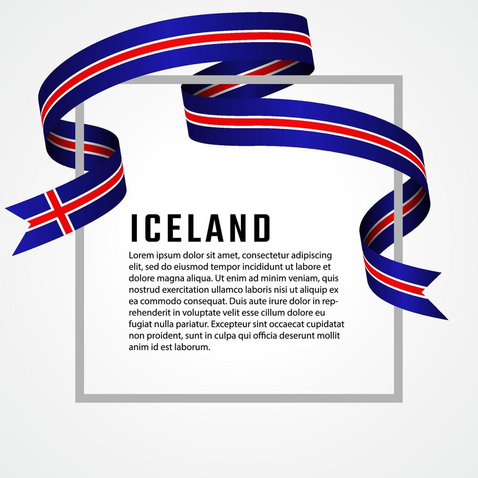 forma de cinta bandera de islandia plantilla de fondo vector