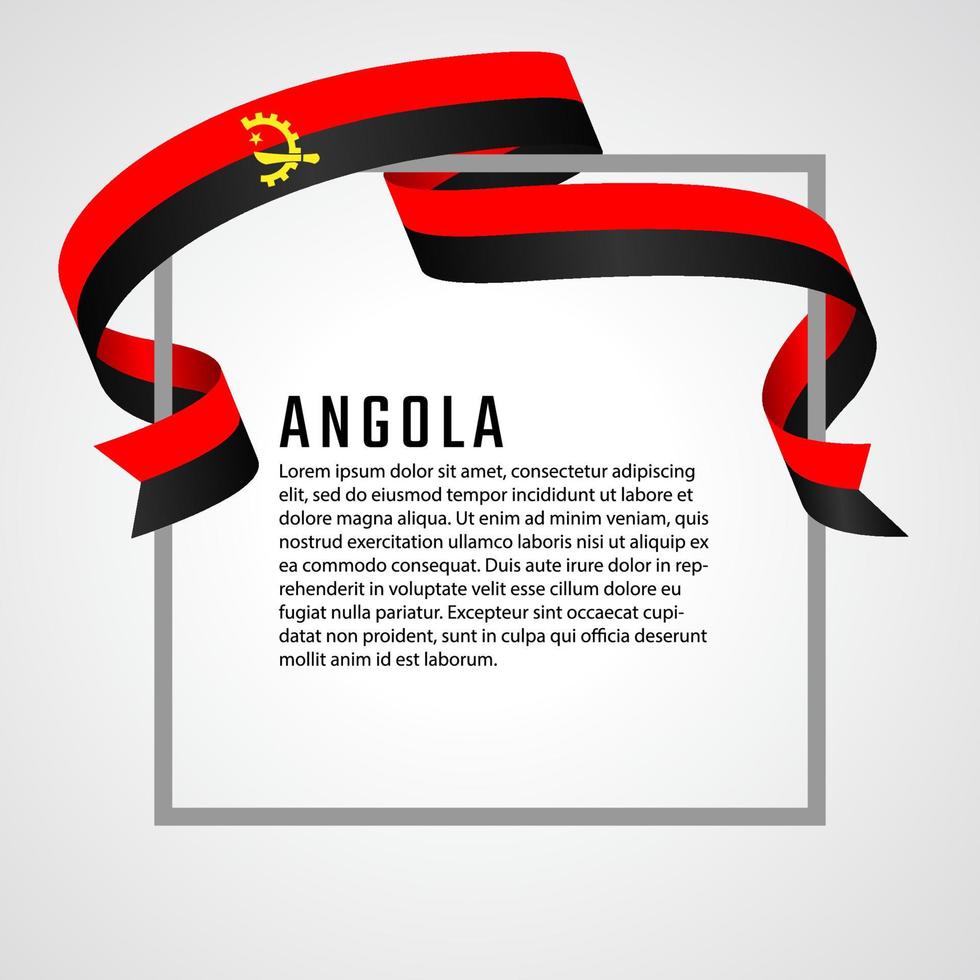 plantilla de fondo de bandera de angola de forma de cinta vector