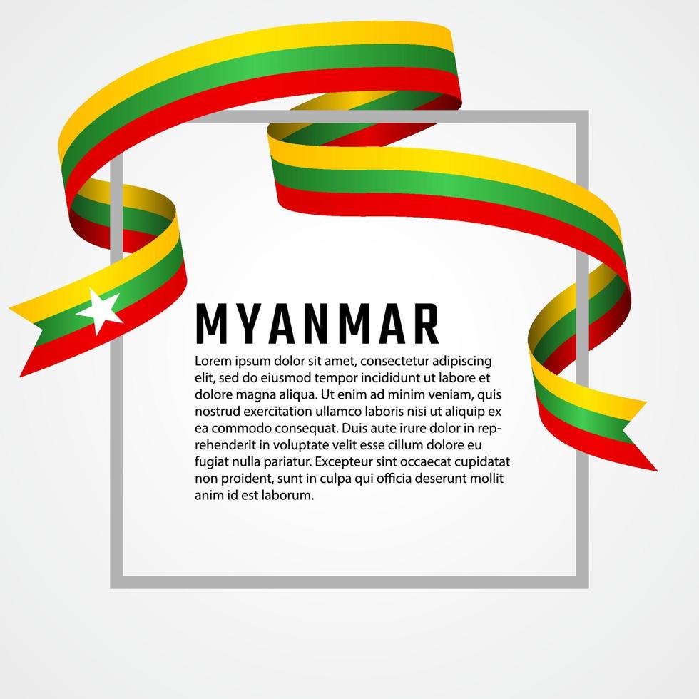 plantilla de fondo de bandera de myanmar en forma de cinta vector