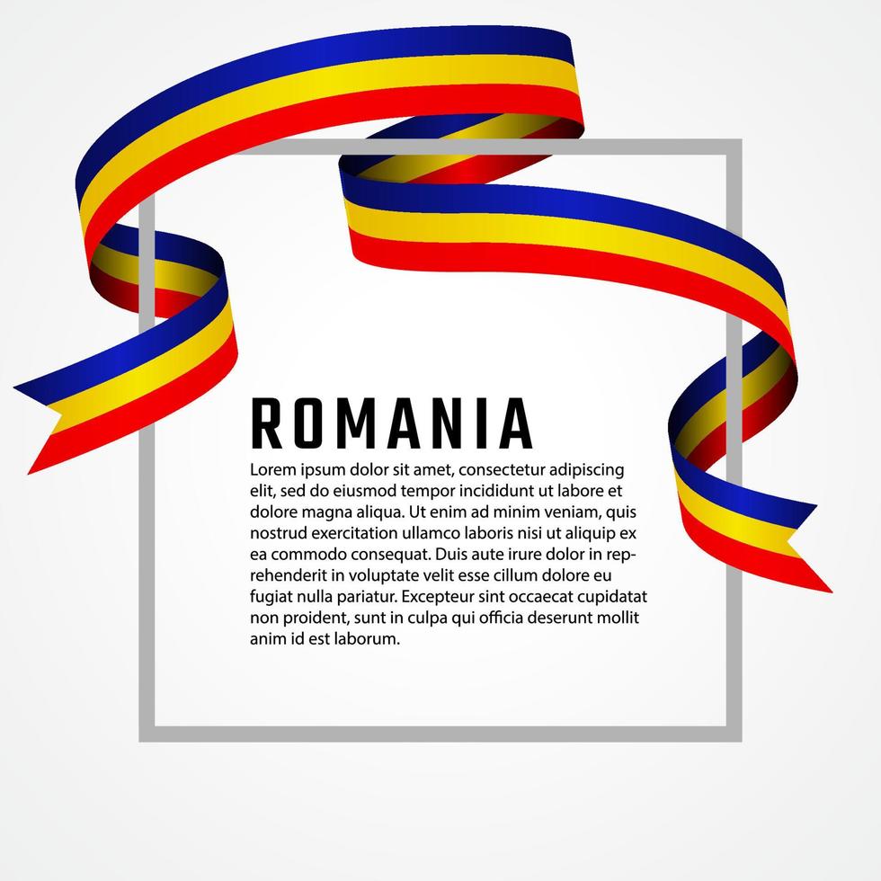 Plantilla de fondo de bandera rumana en forma de cinta vector