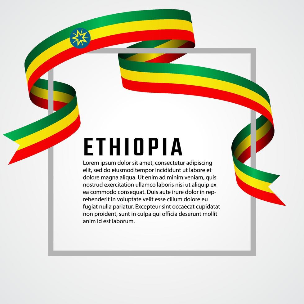 ribbon shape ethiopia flag background template vector