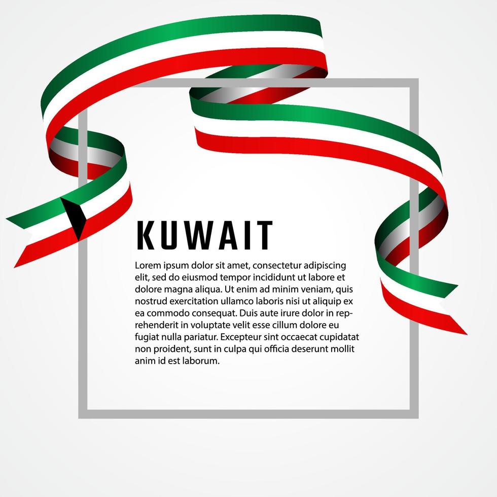 plantilla de fondo de bandera de kuwait de forma de cinta vector