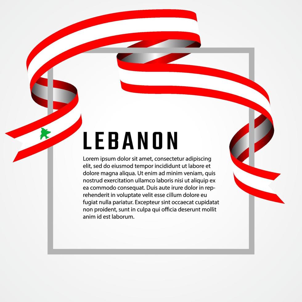 ribbon shape lebanon flag background template vector
