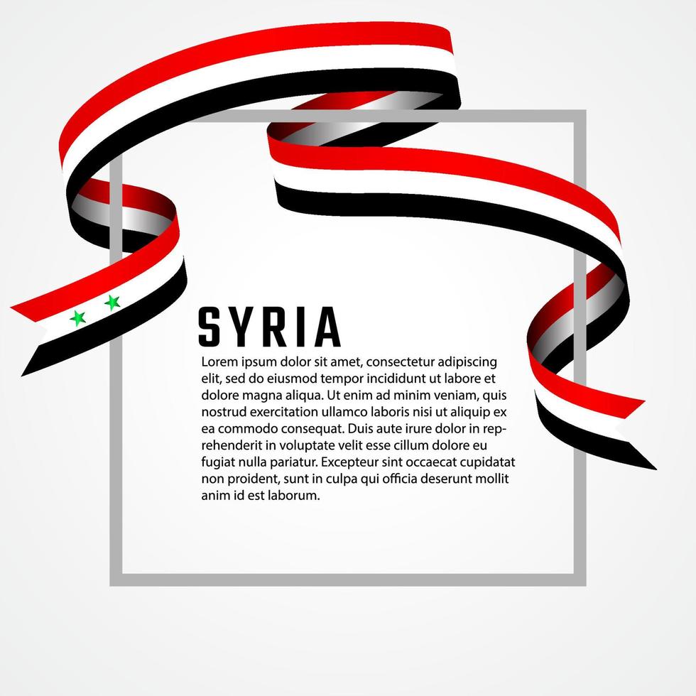 Plantilla de fondo de bandera siria en forma de cinta vector