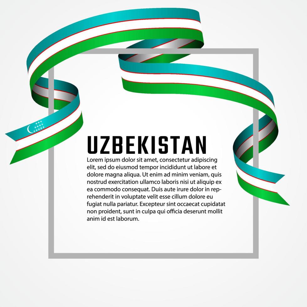 Plantilla de fondo de bandera de uzbekistán en forma de cinta vector