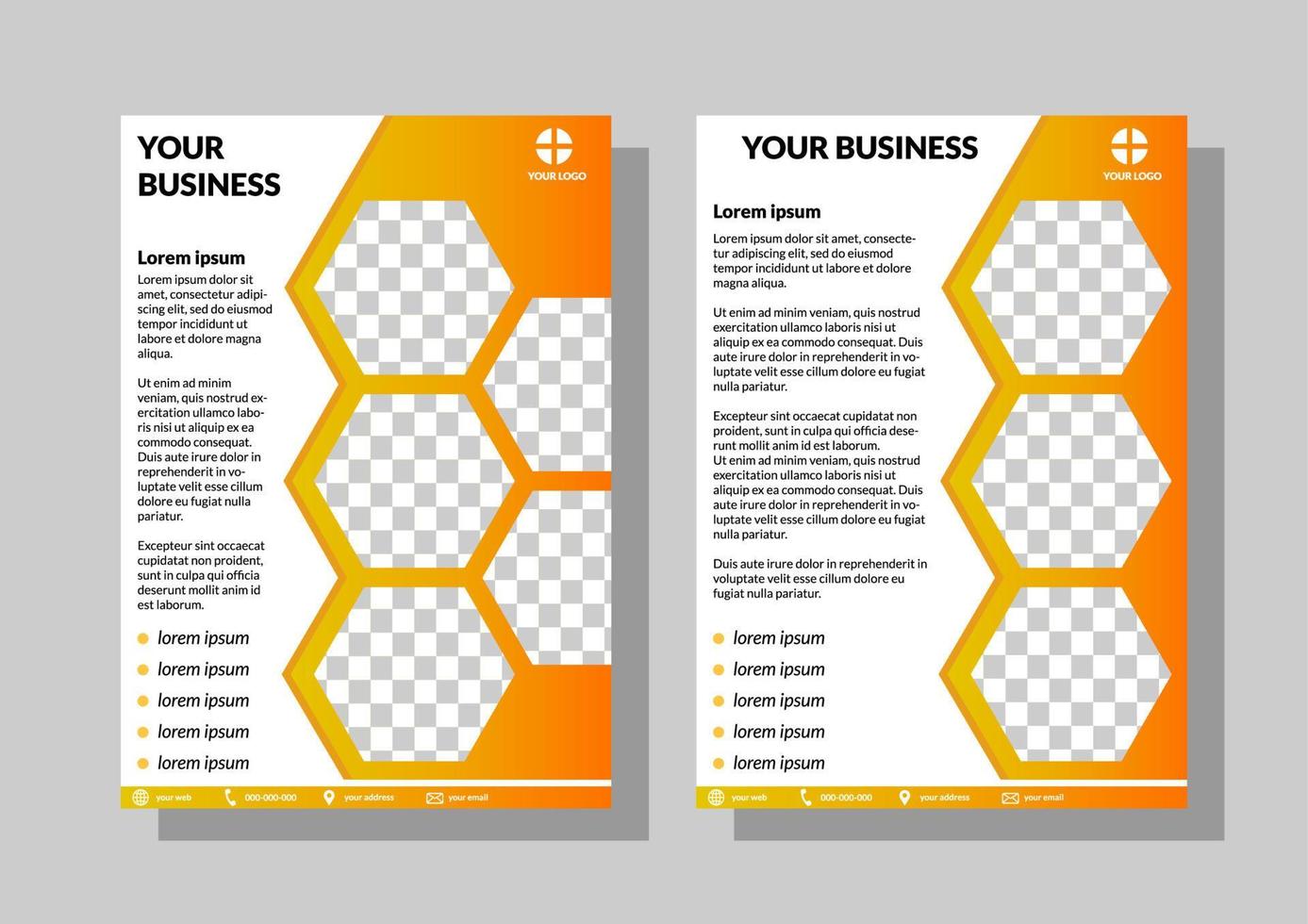 business flyer template in a4 size. brochures for business. hexagon shape vector