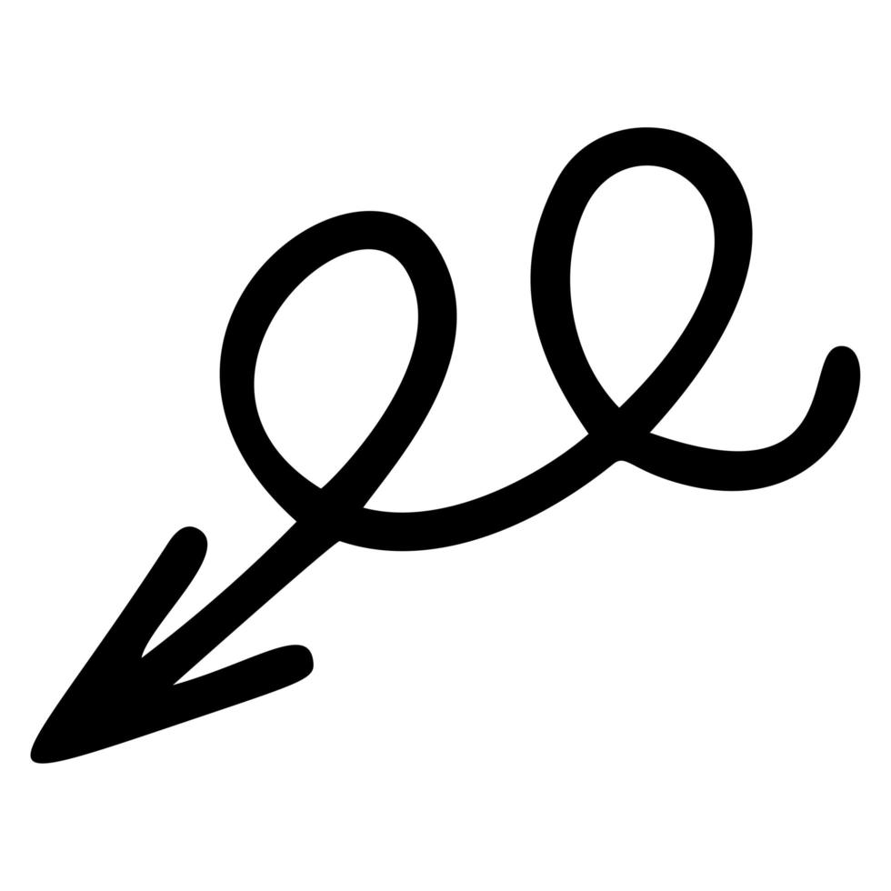 Curved arrow hand drawn vector illustration