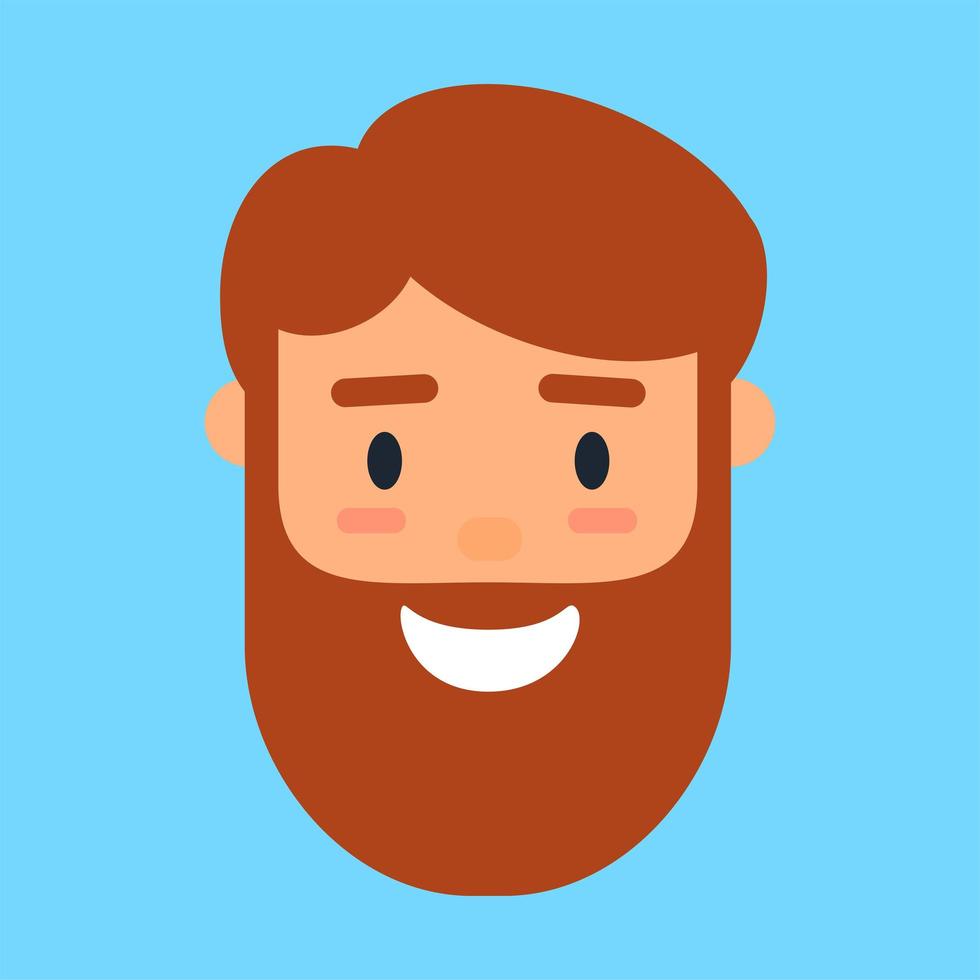 Cartoon avatar of smiling beard man, profile icon vector