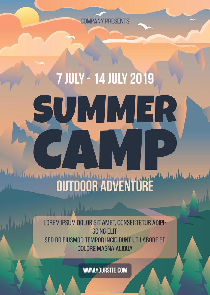 Summer camp poster template vector