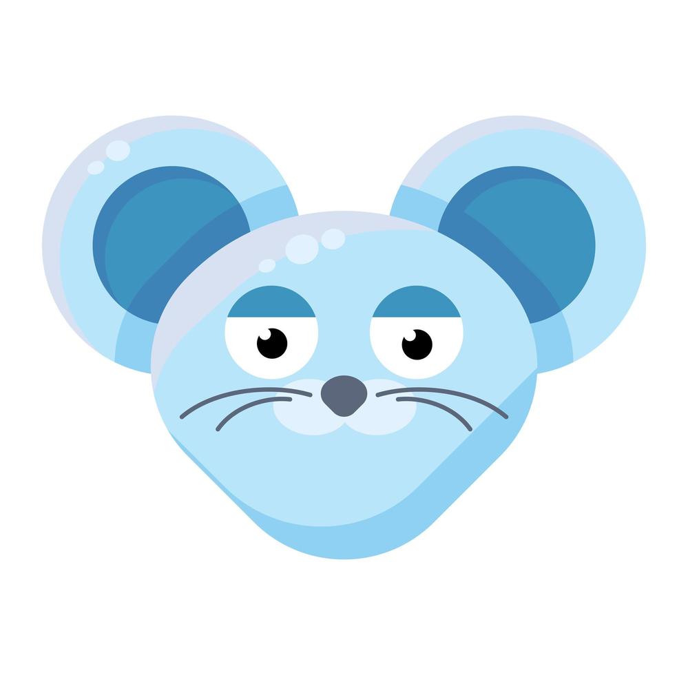 Mouse face bored emoticon flat sticker vector