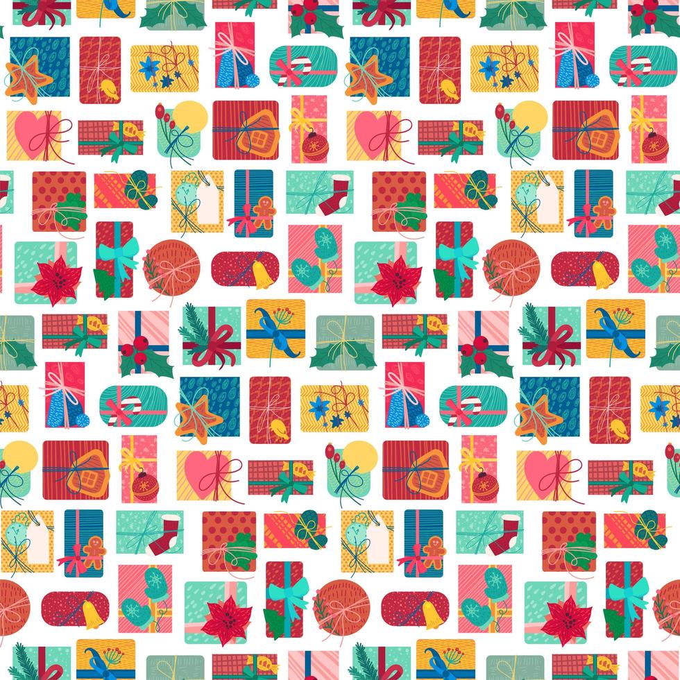 New year present boxes vertical seamless pattern vector